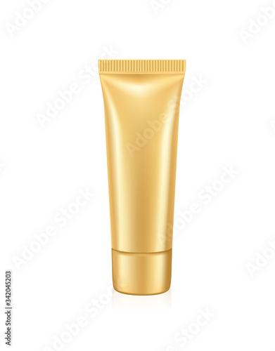 Template gold tube for cosmetics, blank for cream, toothpaste, packaging for lotion.