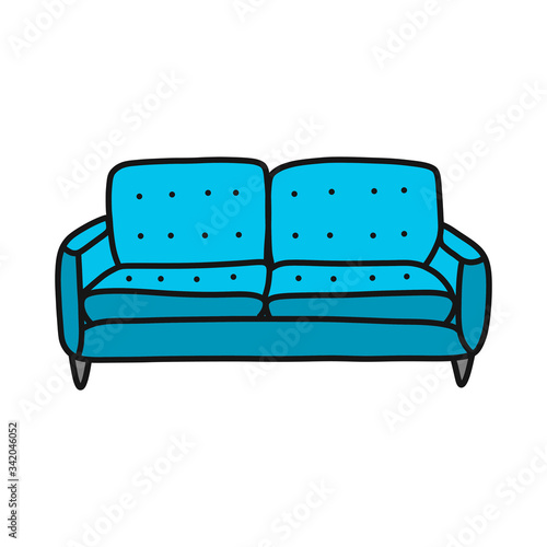 sofa doodle icon, vector illustration