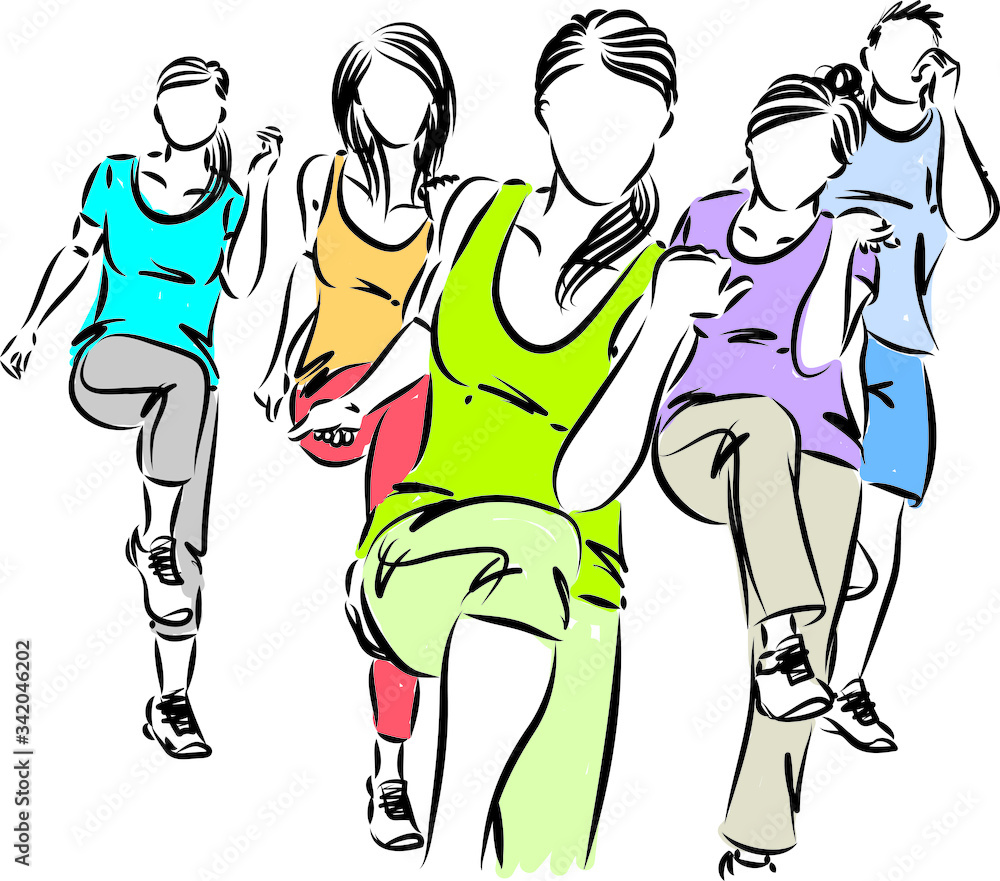 group of people fitness vector illustration group of people fitness vector illustration
