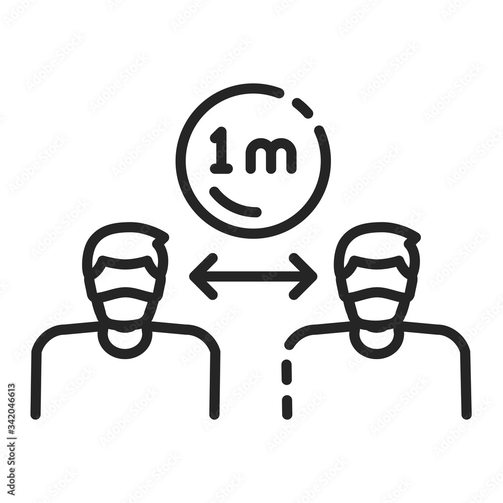 Keep your distance to prevent spread coronavirus black line icon. Social distancing. Healthcare. Pictogram for web page, mobile app, promo. Editable stroke. Keep your distance to prevent spread coronavirus black line icon. Social distancing. Healthcare. Pictogram for web page, mobile app, promo. Editable stroke.