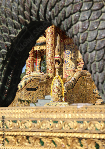 Naga statue in Wat Phra Buddhabart Si Roy, Mae Rim District, Chiangmai province, Northern Thailand. photo