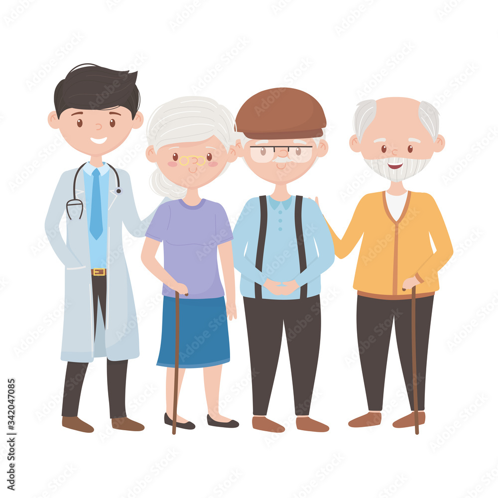 Doctor old woman and men vector design