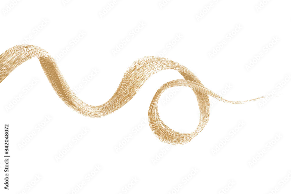 Blonde hair wavy stripe on white, isolated