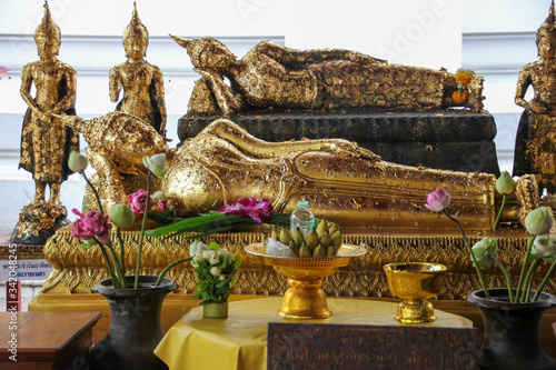 Golden Buddha lying on the grounds of Wat Pho in Bangkok