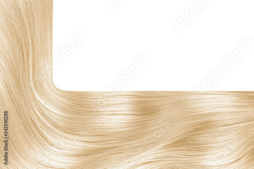 Blonde hair on white, isolated. Background with copy space