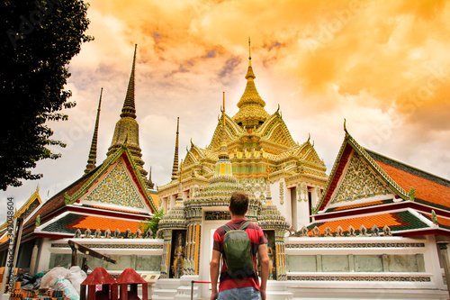 Exterior of Bangkok's Wat Pho temple with apocalyptic sky