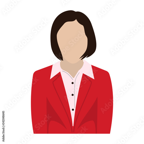 Businesswoman faceless avatar, icon. Vector illustration.