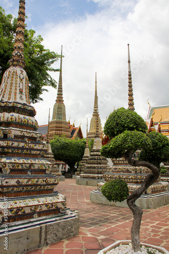 Exterior of Wat Pho temple in Thailand with ornaments