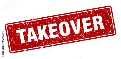 takeover stamp. takeover vintage red label. Sign