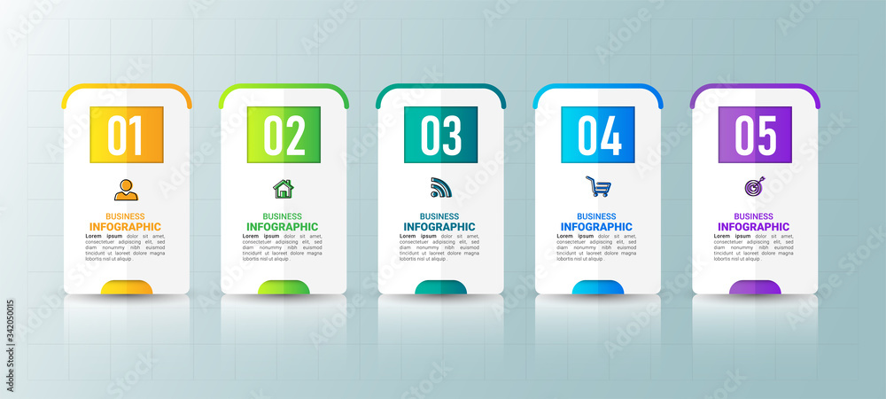 Infographics design template, Business concept with 5 steps
Infographics design template, Business concept with 5 steps