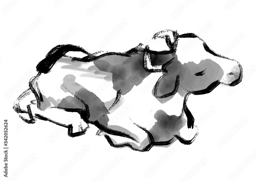 牛の水墨画イラスト 年賀状素材 Stock Vector Adobe Stock 牛の水墨画イラスト 年賀状素材 Stock Vector Adobe Stock