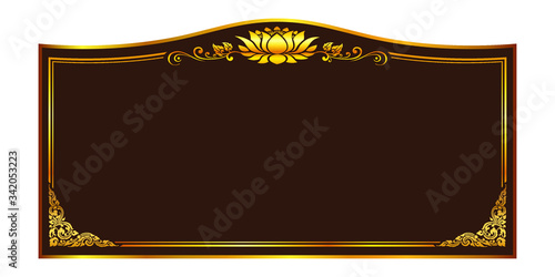 Gold Line Thai border and frame template with corner, Thailand line floral, Vector design decoration pattern Thai art style, frame border design.