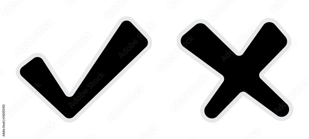 Black and white symbols and icons. Icons for assessment, vector, illustration