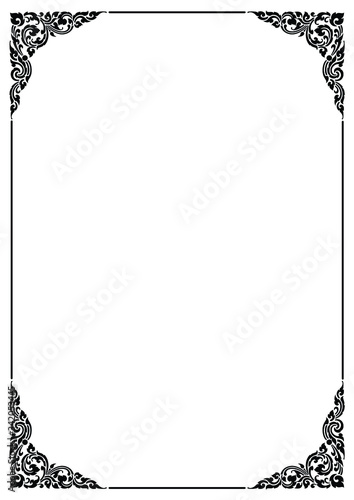 Vertical Thai style corner frame on a white background for card design or for making sign frames.