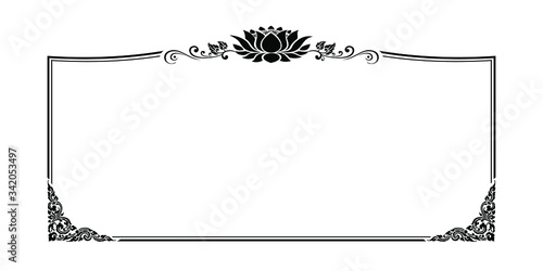 Gold Line Thai border and frame template with corner, Thailand line floral, Vector design decoration pattern Thai art style, frame border design.