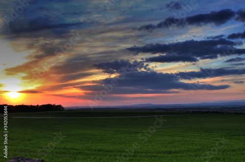 sunset over the field
