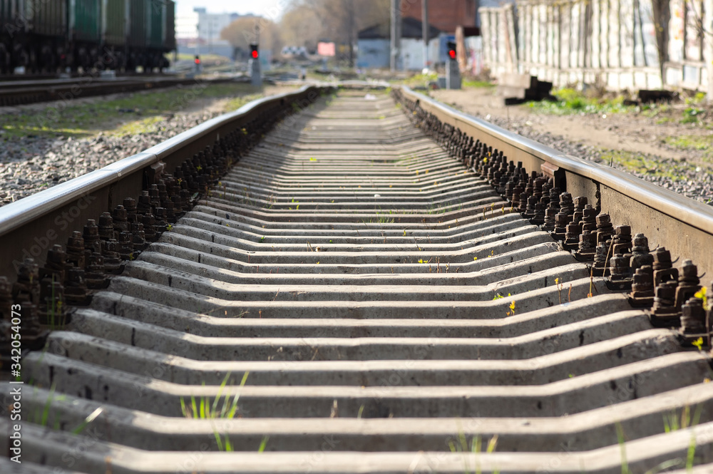 empty railway tracks, for temporary stay of freight railway cars