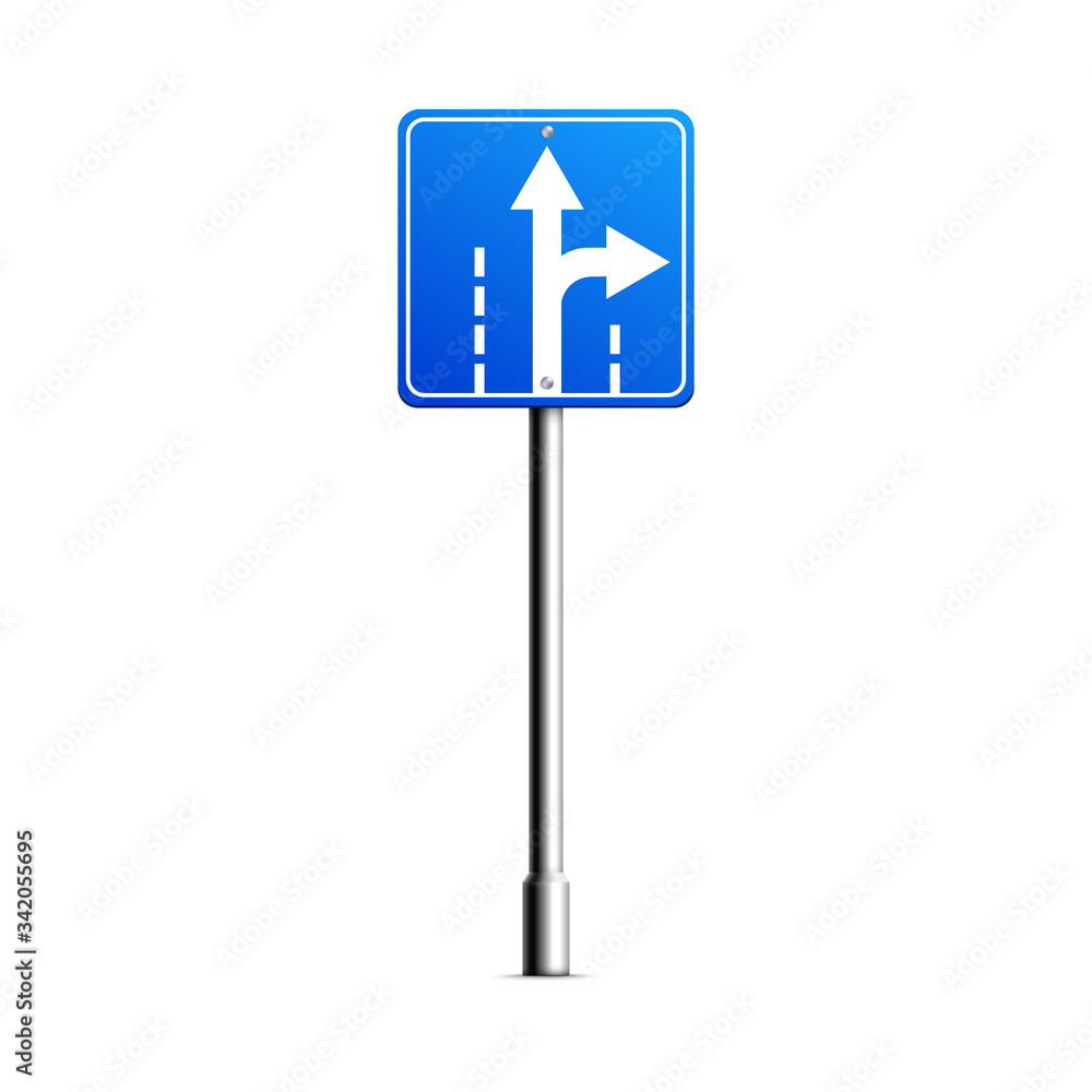 Mockup of road sign with turn arrow, realistic vector illustration isolated. Mockup of road sign with turn arrow, realistic vector illustration isolated.