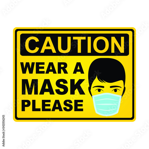 Wear a mask caution sign, vector design