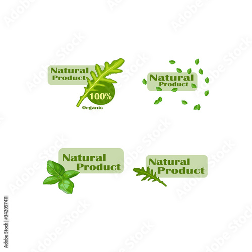Colorful organic food logo collection of flat vector logo isolated.