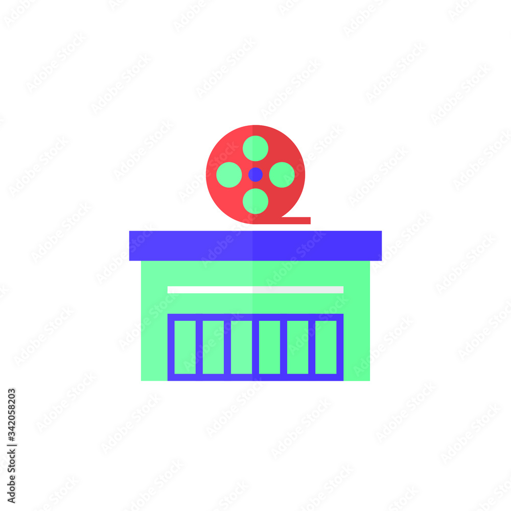 Obraz premium cinema building icon vector illustration flat design