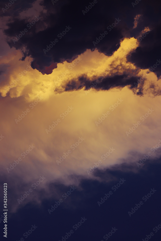 Beautiful dramatic sky with lilac clouds landscape. Abstract wallpaper