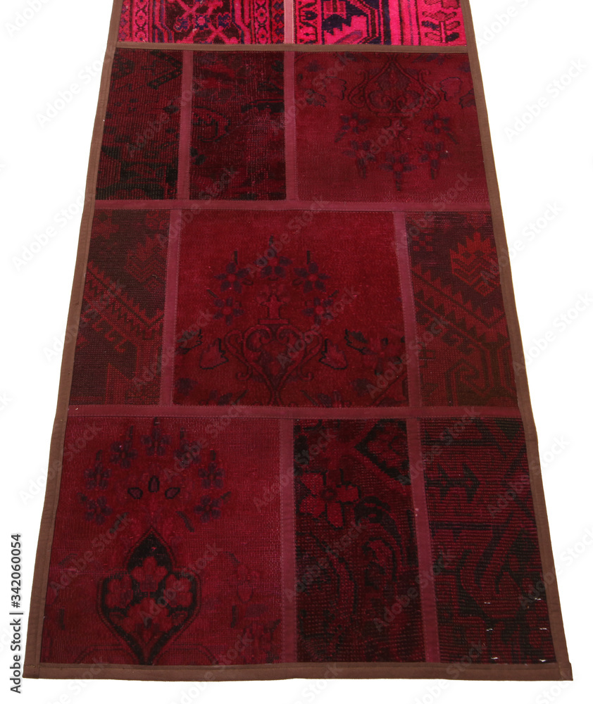 Fototapeta premium Old and modern Persian Colourful Arabesque and handmade carpet, rug gelim, patchwork, and Gabbeh with the pattern.
