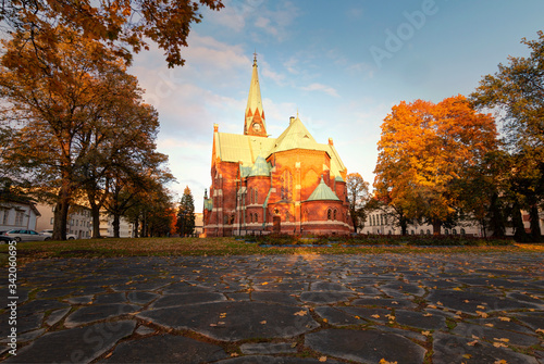 Kotka, Finland- Kotka Church, Finland. Autumn. Beautiful autumn view in Finland. Lutheran Church