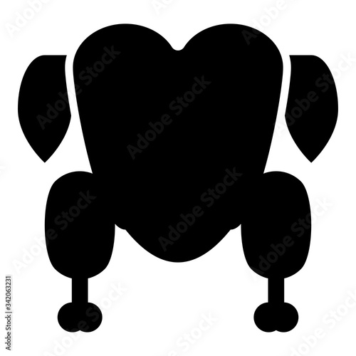 Chicken carcass raw Broiler meat Turkey food Hen farm product icon black color vector illustration flat style image