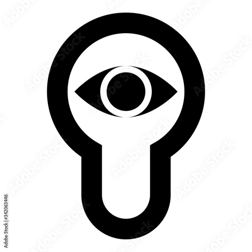 Keyhole eye looking Lock door Look concept icon black color vector illustration flat style image