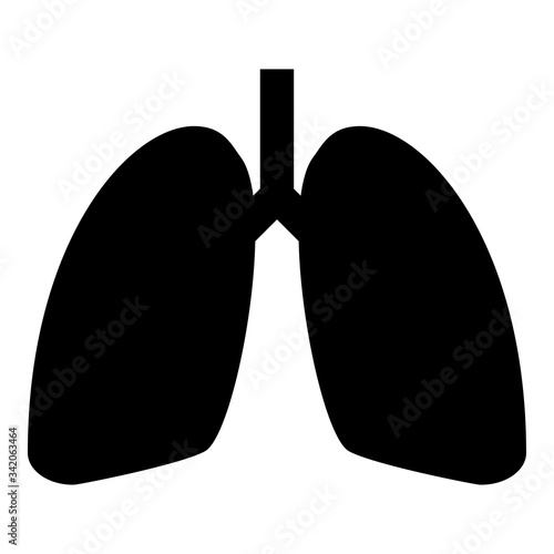Lungs human icon black color vector illustration flat style image