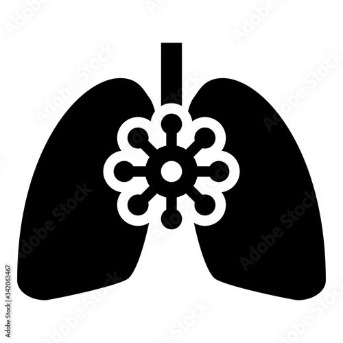 Coronavirus damaged lungs Virus corona atack Eating lung concept Covid 19 Infected tuberculosis icon black color vector illustration flat style image
