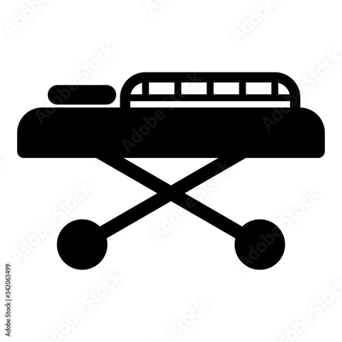 Medical bed Couch patient Hospital gurney intensive care icon black color vector illustration flat style image
