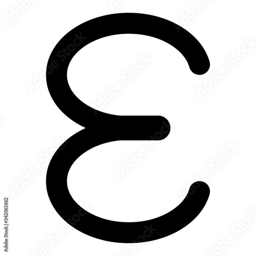 Epsilon greek symbol small letter lowercase font icon black color vector illustration flat style image