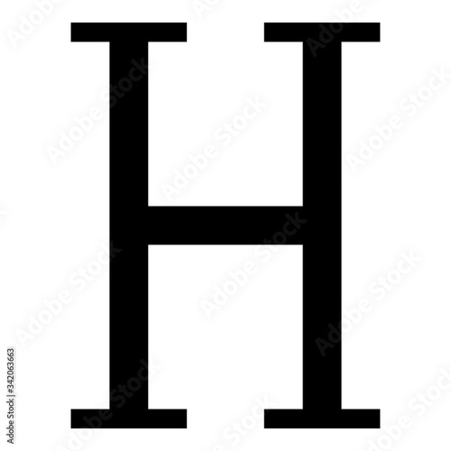 Eta greek symbol capital letter uppercase font icon black color vector illustration flat style image