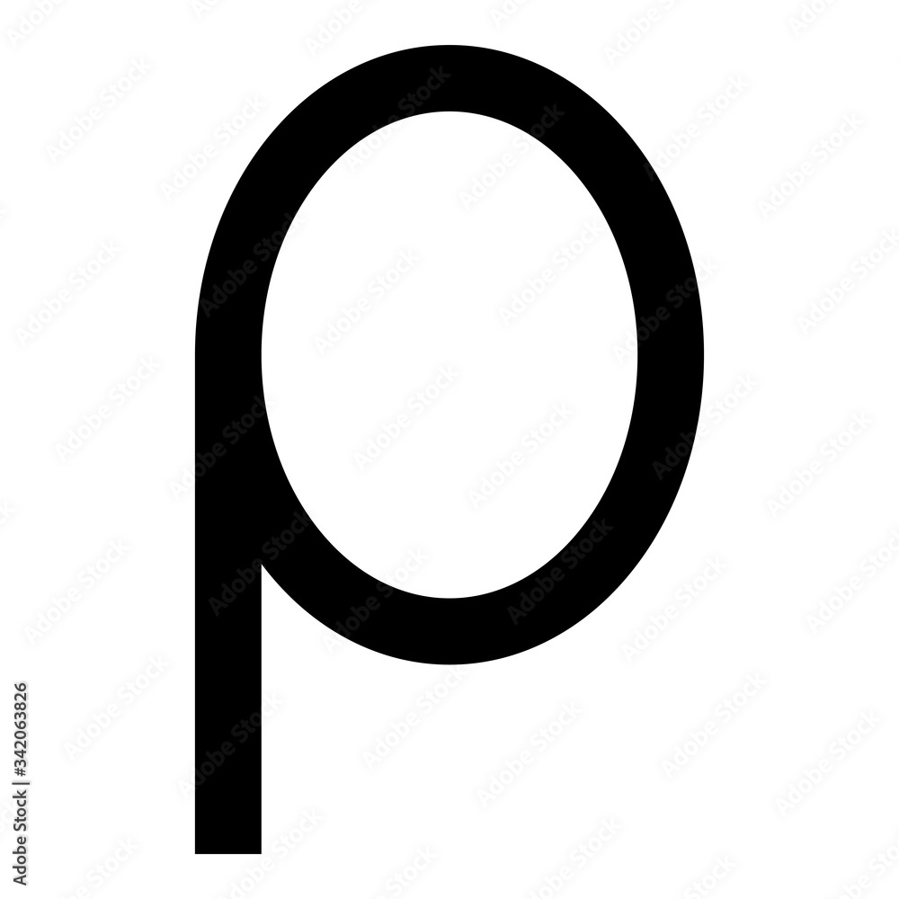 Rho greek symbol small letter lowercase font icon black color vector illustration flat style image Rho greek symbol small letter lowercase font icon black color vector illustration flat style image