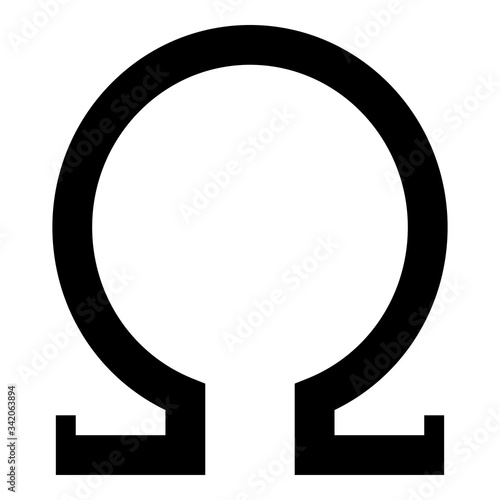 Omega greek symbol capital letter uppercase font icon black color vector illustration flat style image