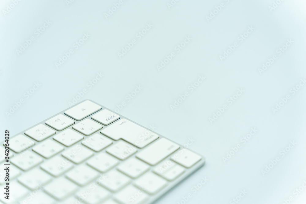 Using a computer on a white background Using a computer on a white background