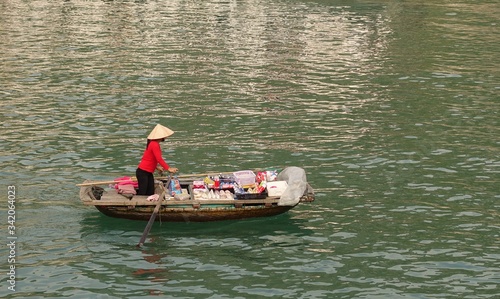 Woman on boat Ha Long Bay