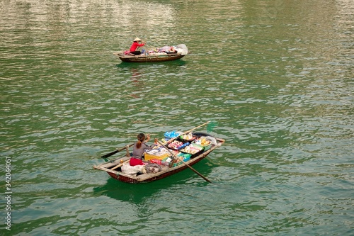 Floating market boats at Ha Long Bay