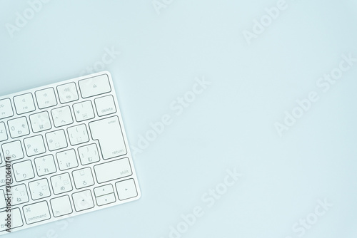 Using a computer on a white background