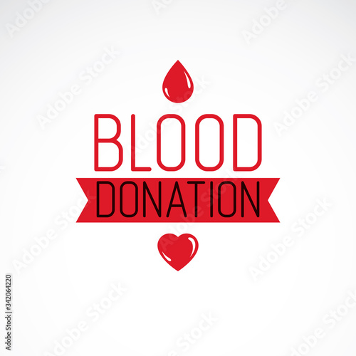 Blood bag vector graphic emblem. Blood donation conceptual logo. Medical theme graphic symbol.