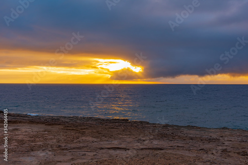 ocean sunset on the cliff