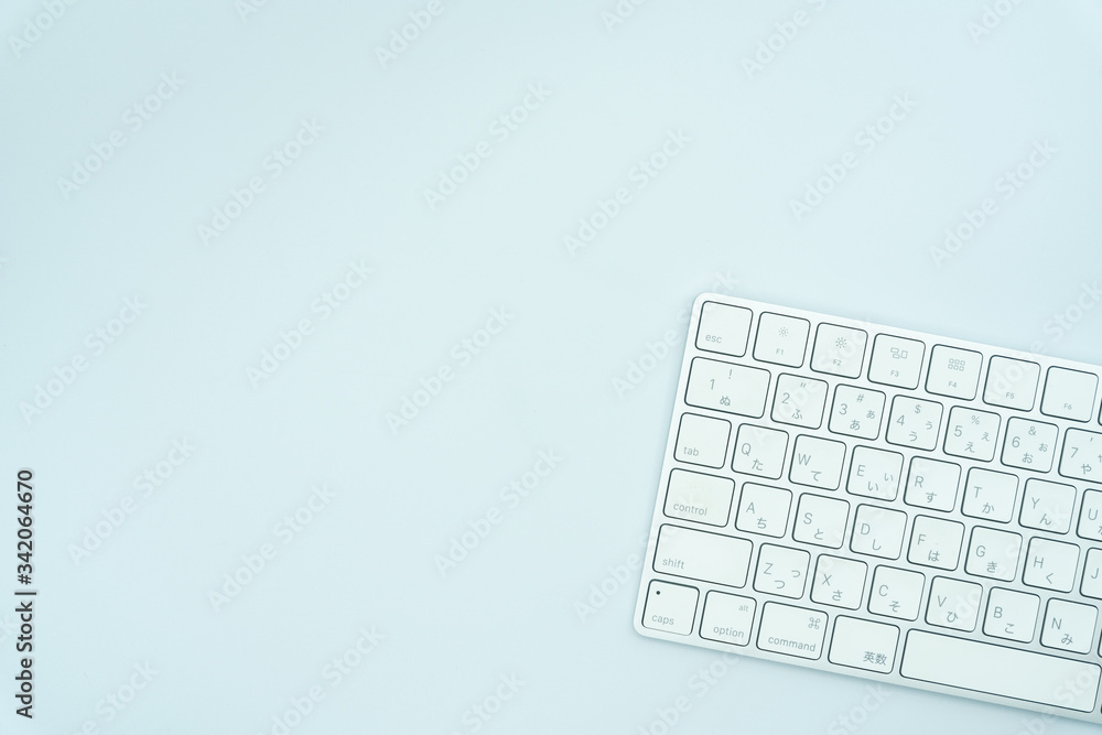 Using a computer on a white background Using a computer on a white background