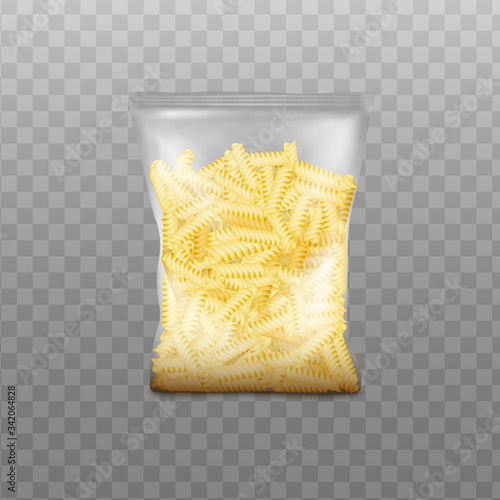 Realistic fusilli pasta pack mockup - Italian food packaging template