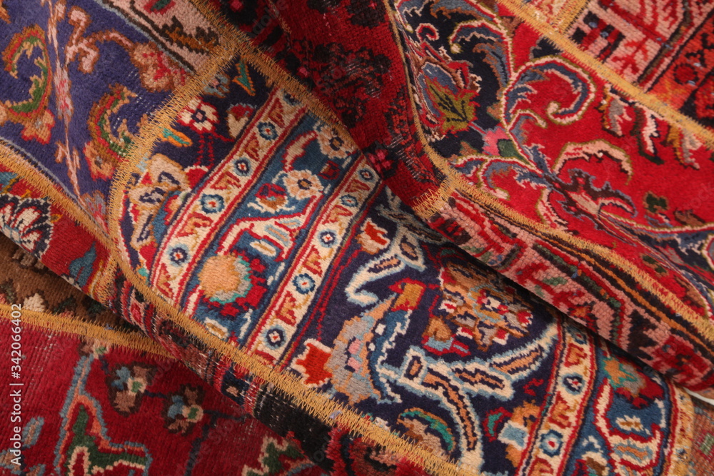 Old and modern Persian Colourful Arabesque and handmade carpet, rug gelim, patchwork, and Gabbeh with the pattern. Old and modern Persian Colourful Arabesque and handmade carpet, rug gelim, patchwork, and Gabbeh with the pattern.