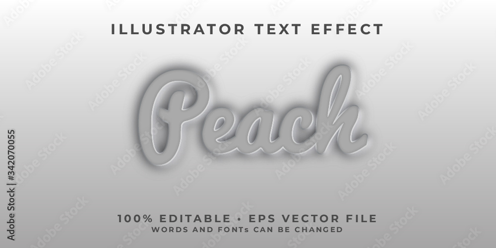 Peach text effect with modern 3d design, gradient font complete set