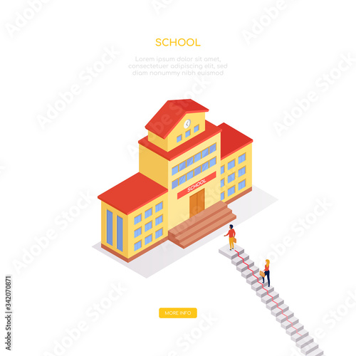 School concept - modern isometric vector web banner