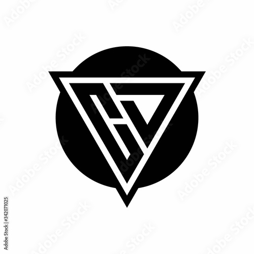 CD logo with negative space triangle and circle shape design template