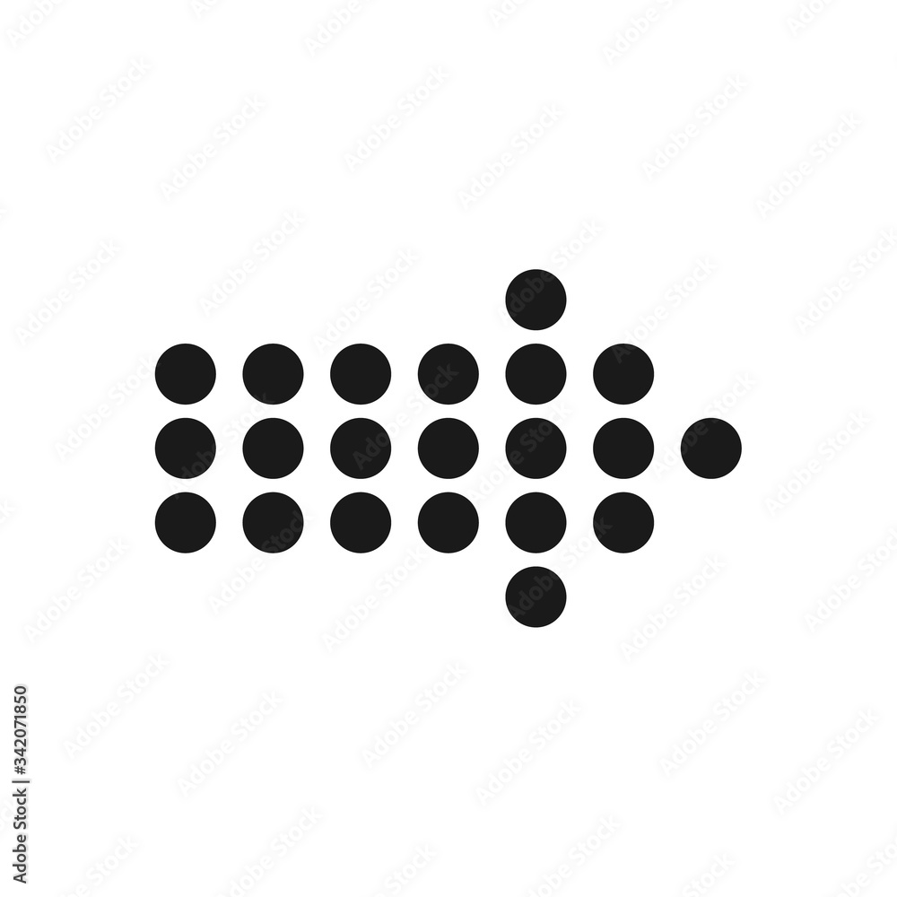 Arrow sign icon from many circles vector illustration isolated on white background Arrow sign icon from many circles vector illustration isolated on white background